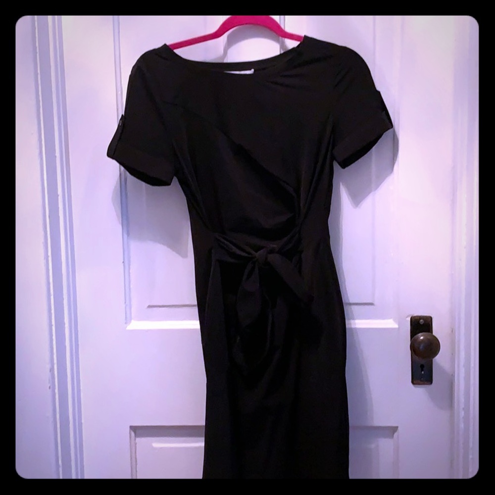 DVF black tie waist dress